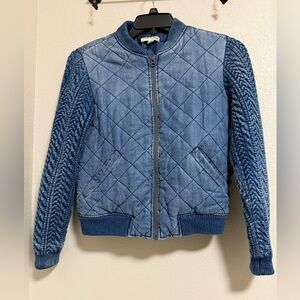 Cloth & Stone Chambray Quilted Bomber Jacket